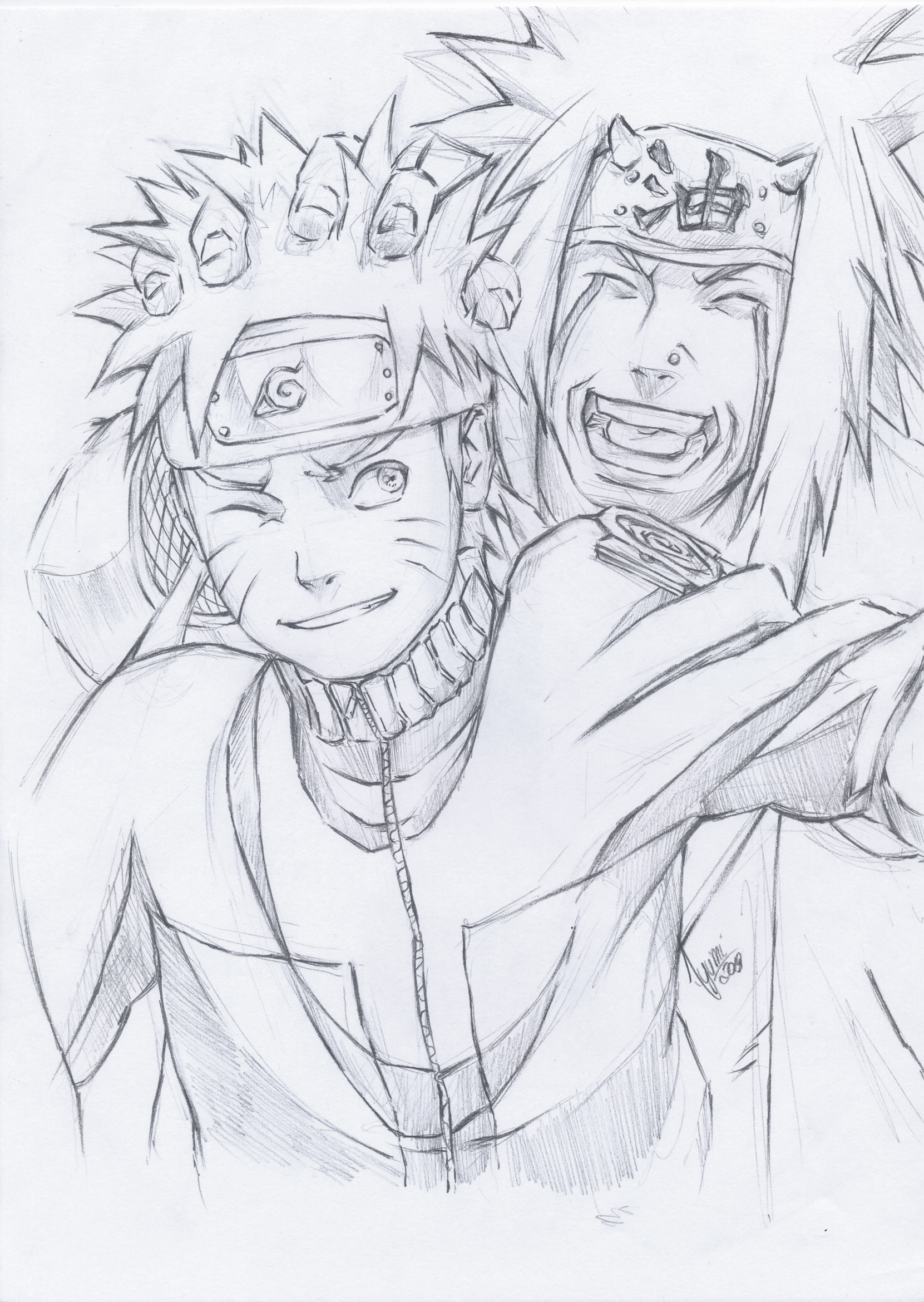 How to draw naruto and Jiraiya, Anime Drawing