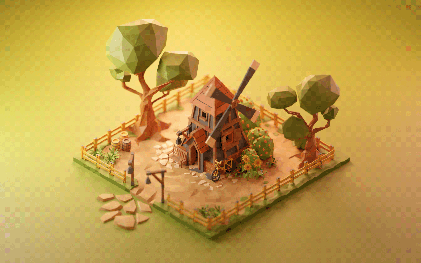 Windmill Animation - Low Poly | Behance