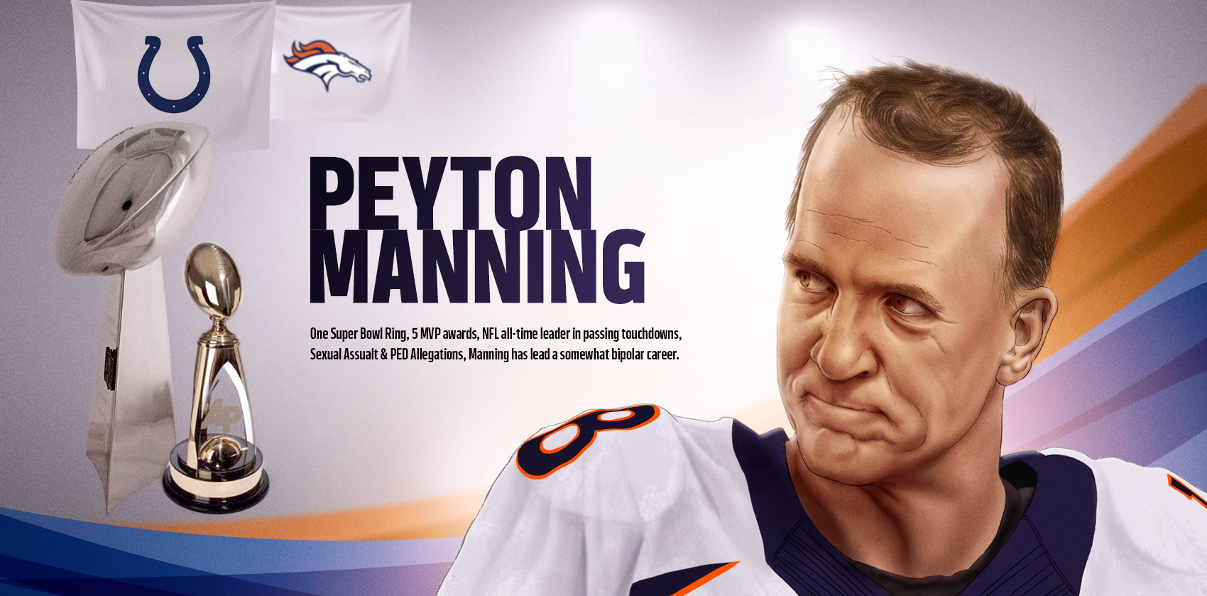 nfl NFL Networks Peyton Manning Denver Broncos football sports illustration...