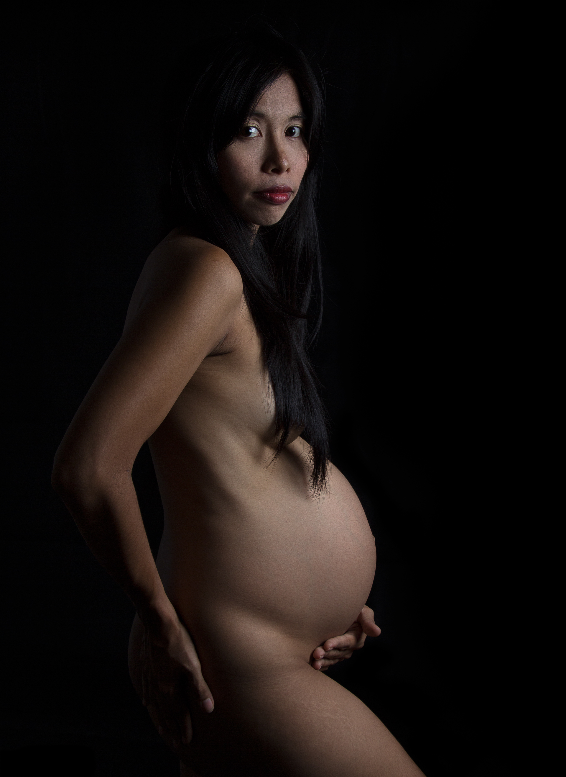 pregnancy asian pregnant mother Thai son Intimate maternity LOW key color a...