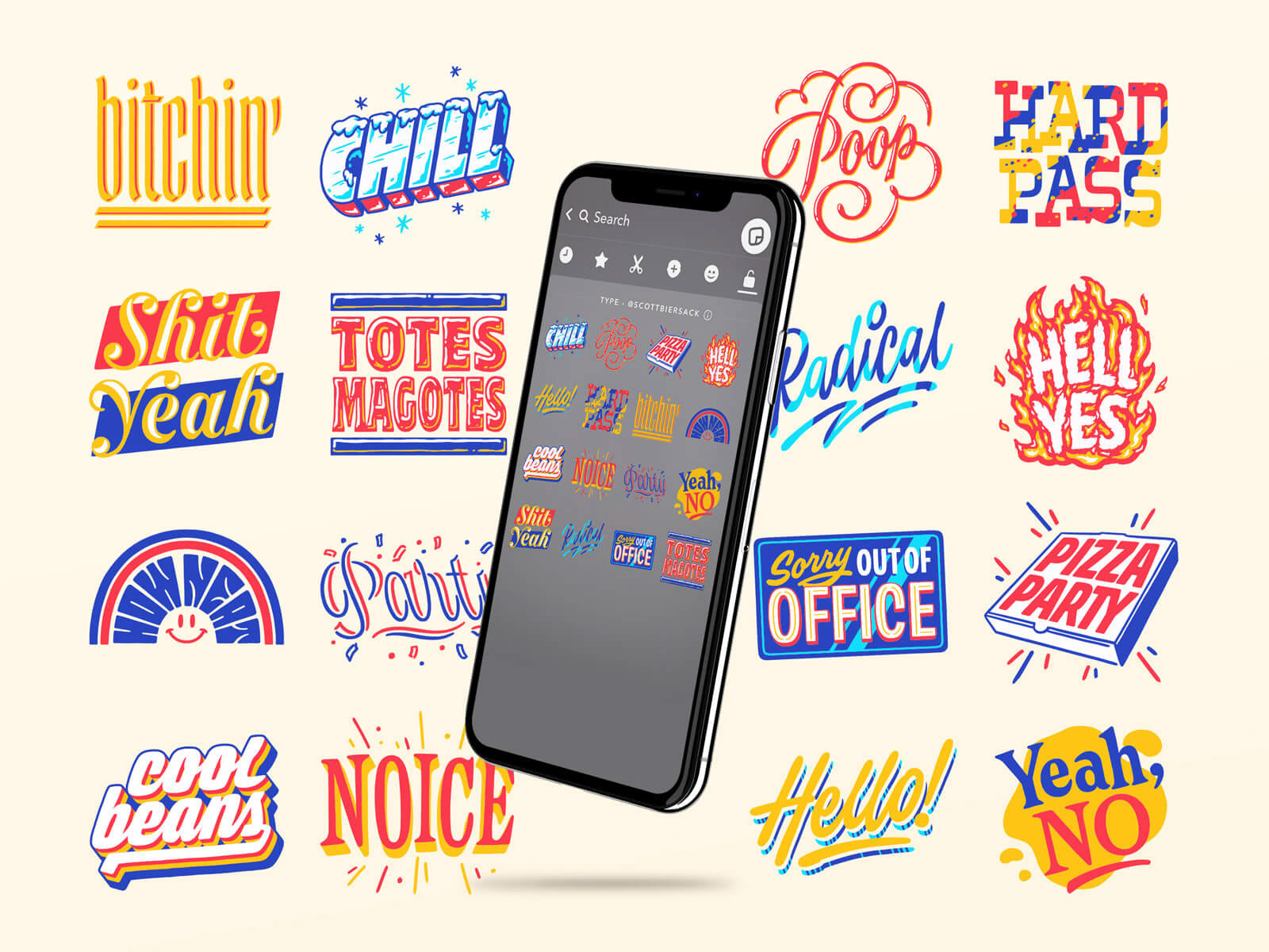 Snapchat's Typographic & Illustrative Sticker Packs by Scott Biersack
