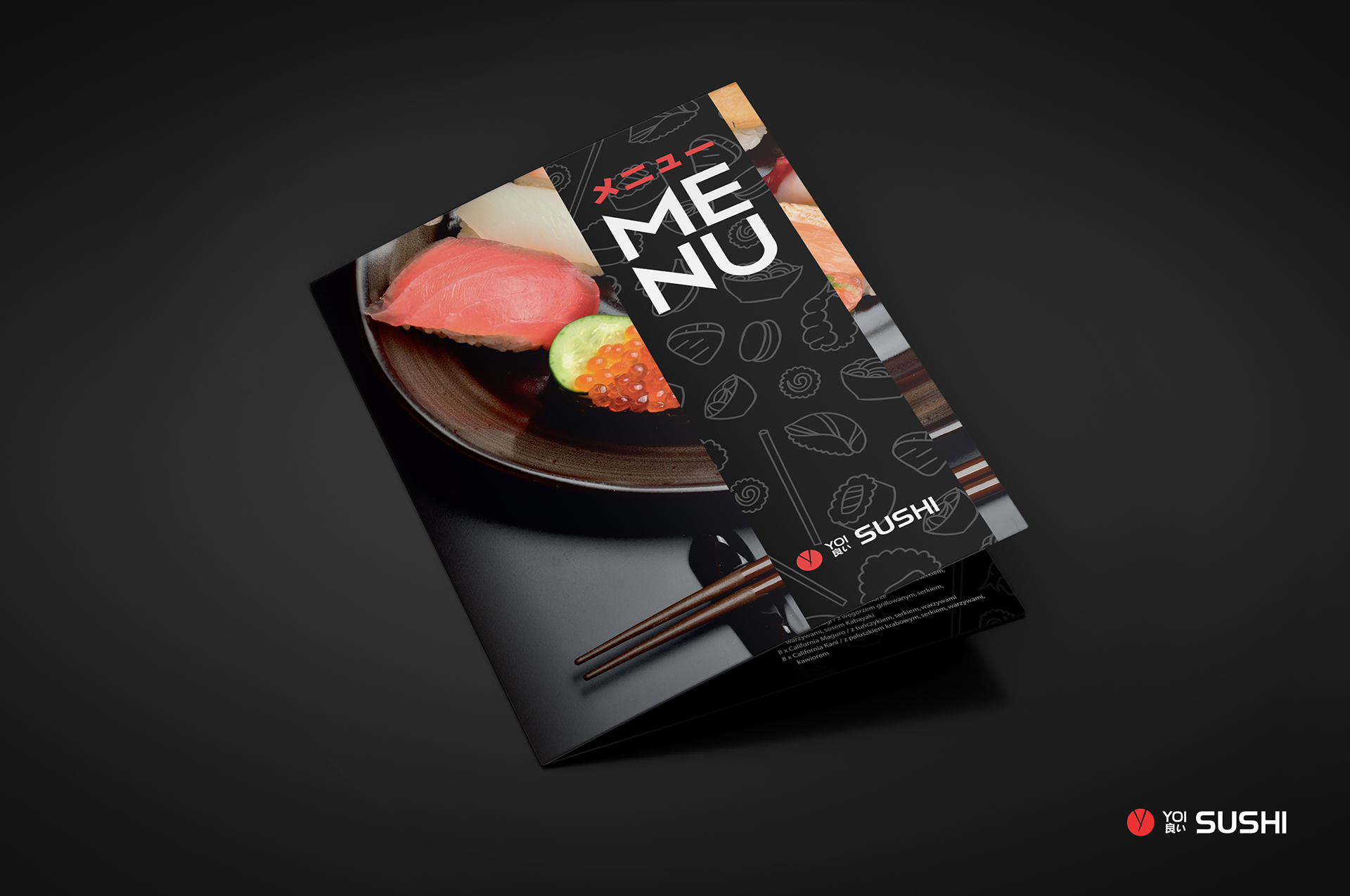 Sushi menu leaflet restaurant design.
