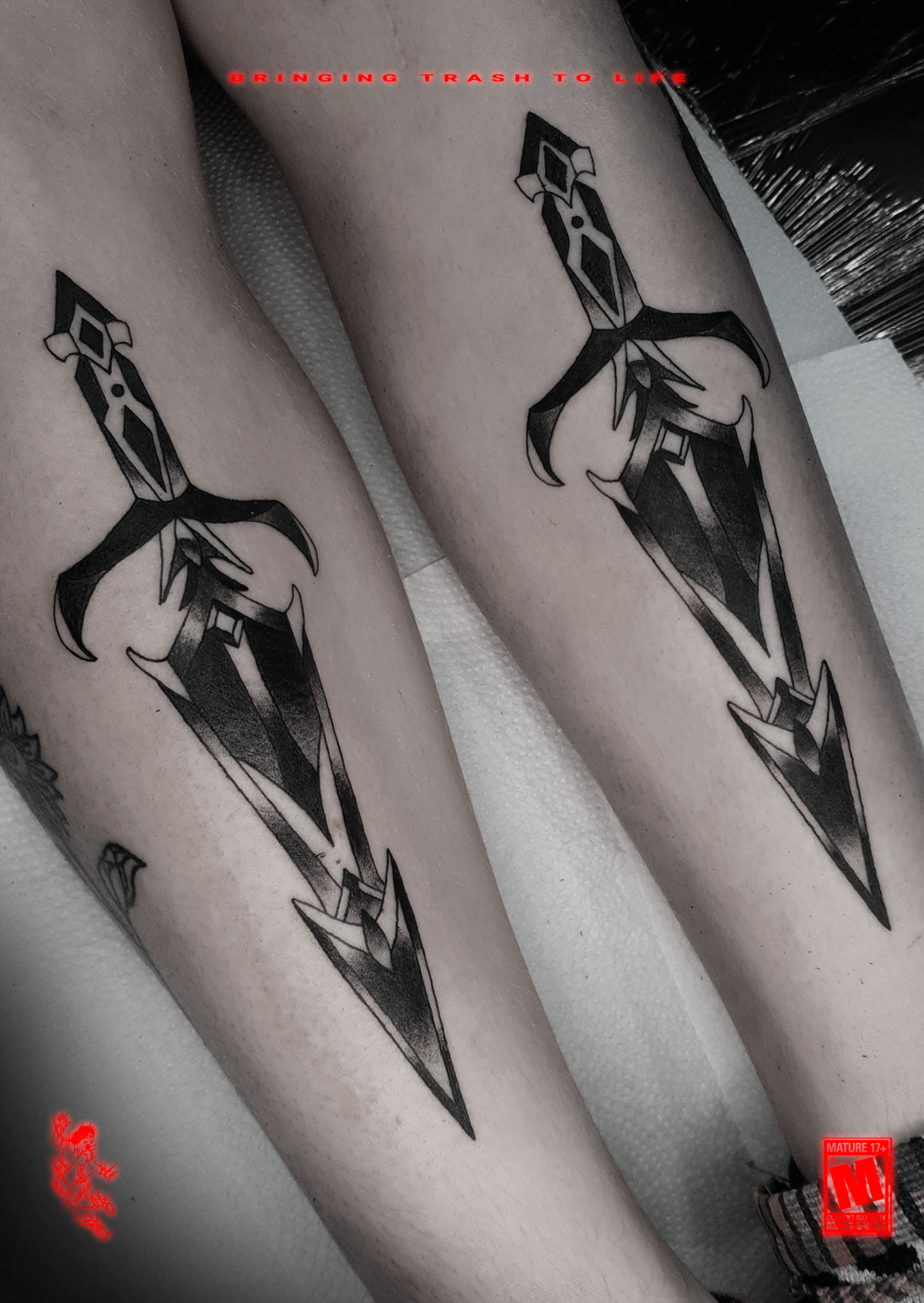 Blackwork daggers tattoo on Behance