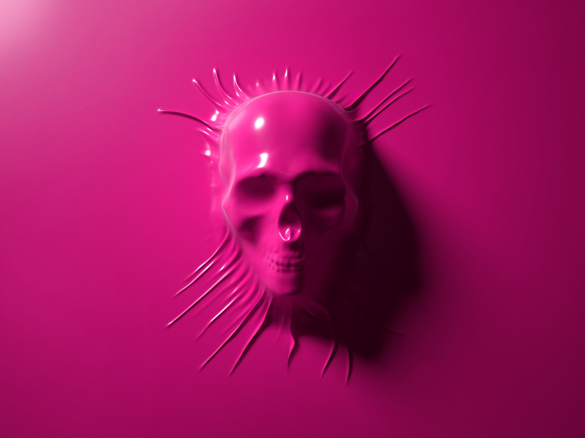 clothSimulation cloth rendering CGI pink skull.