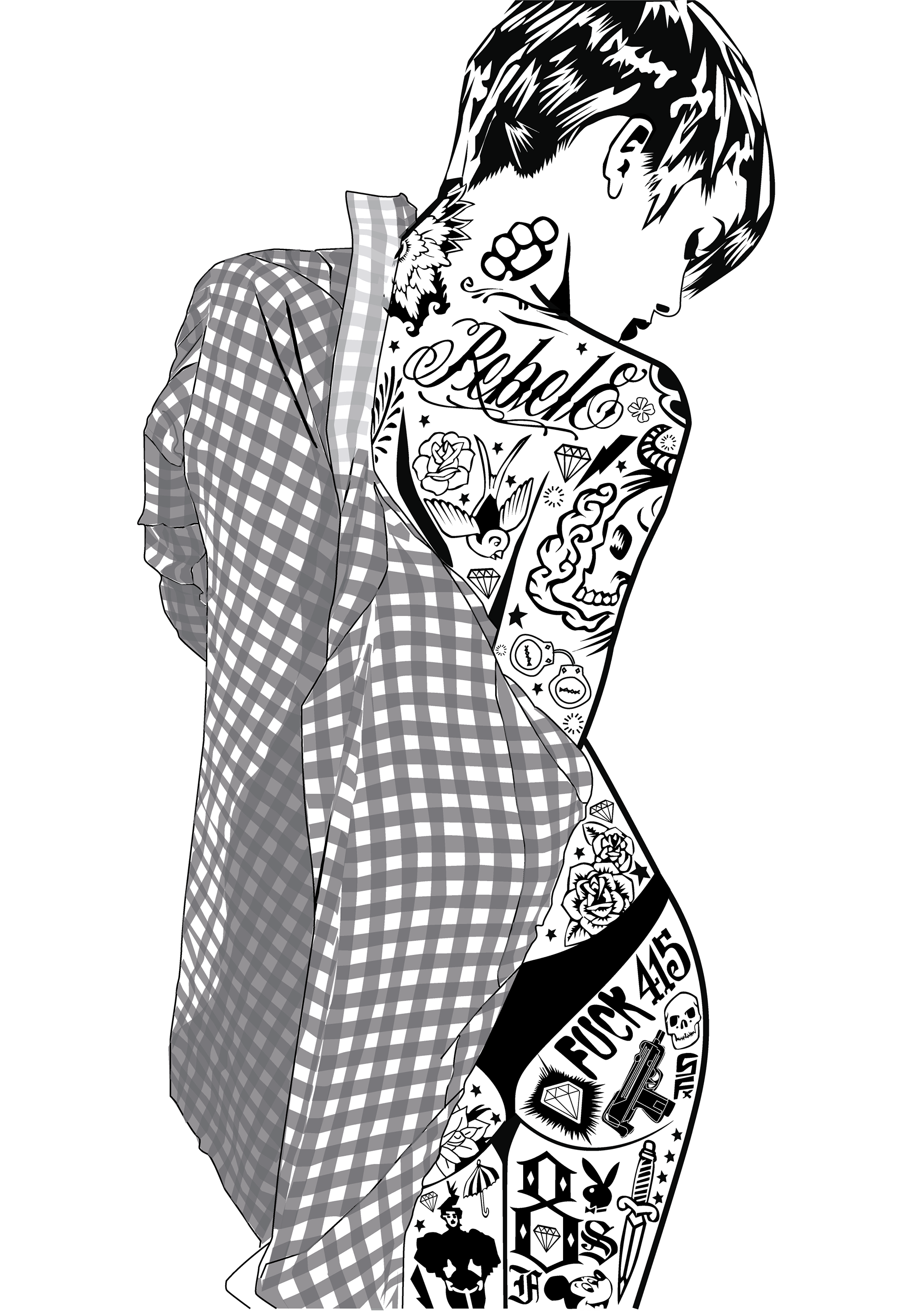 Girl with tattoos on Behance