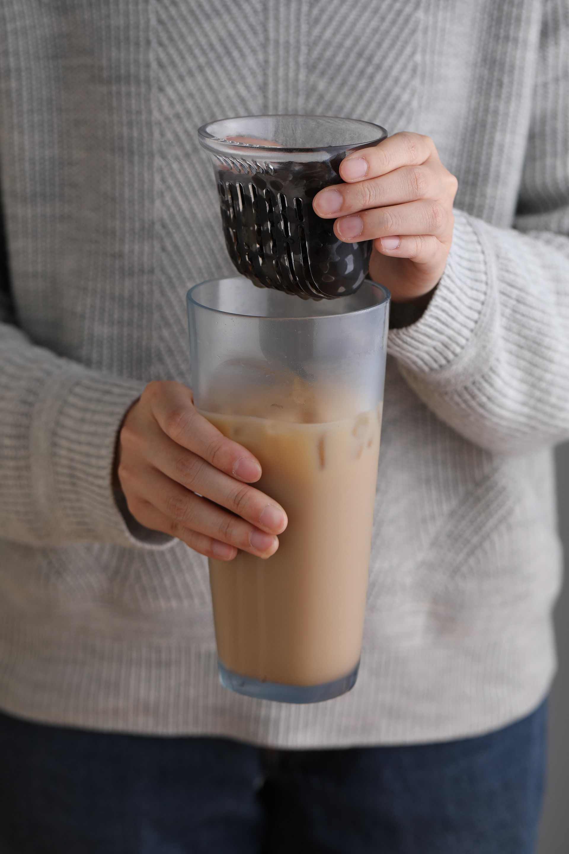 Reinventing the Bubble Tea Glass Cup, no straw needed.