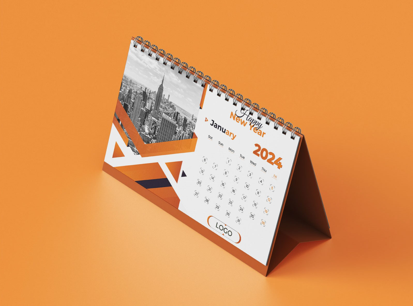 modern desk 2024 calendar design template