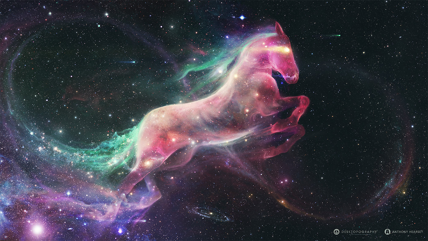 desktopography Brisbane design Space nebula horse colour galaxy stars night...