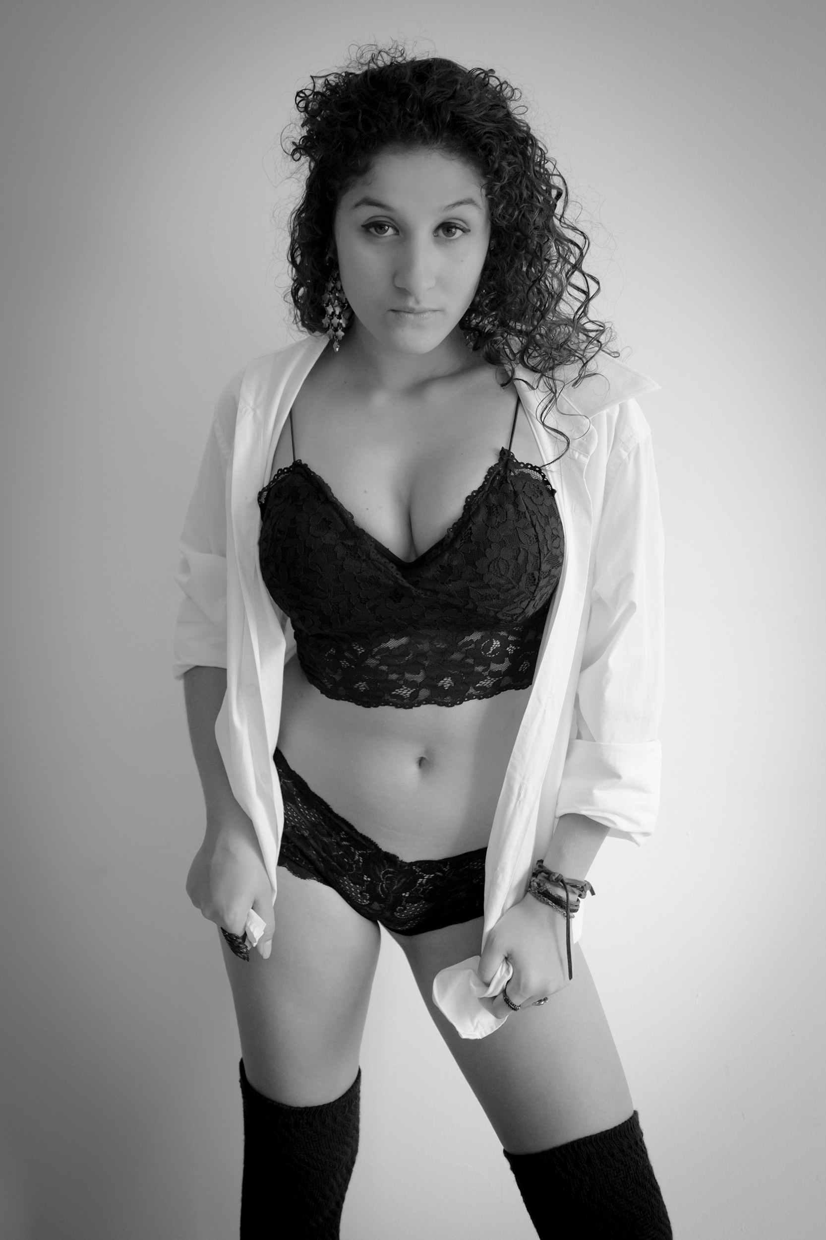 girl woman sensual sexy curly brunette model modeling underweare lingerie.