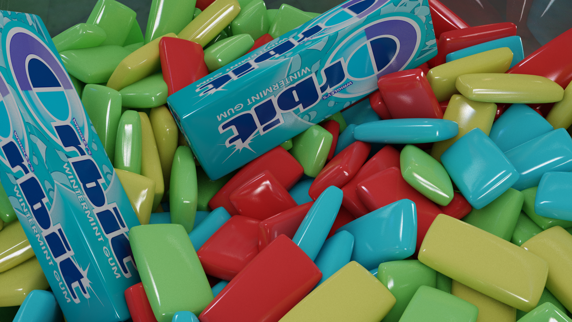 Orbit chewing gum CG animation Wrigley package 3ds max.