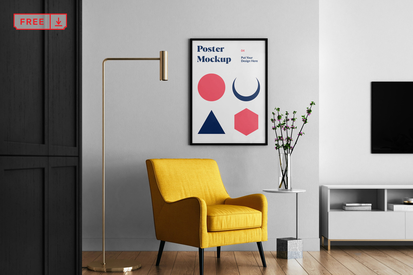 free living room poster mockup