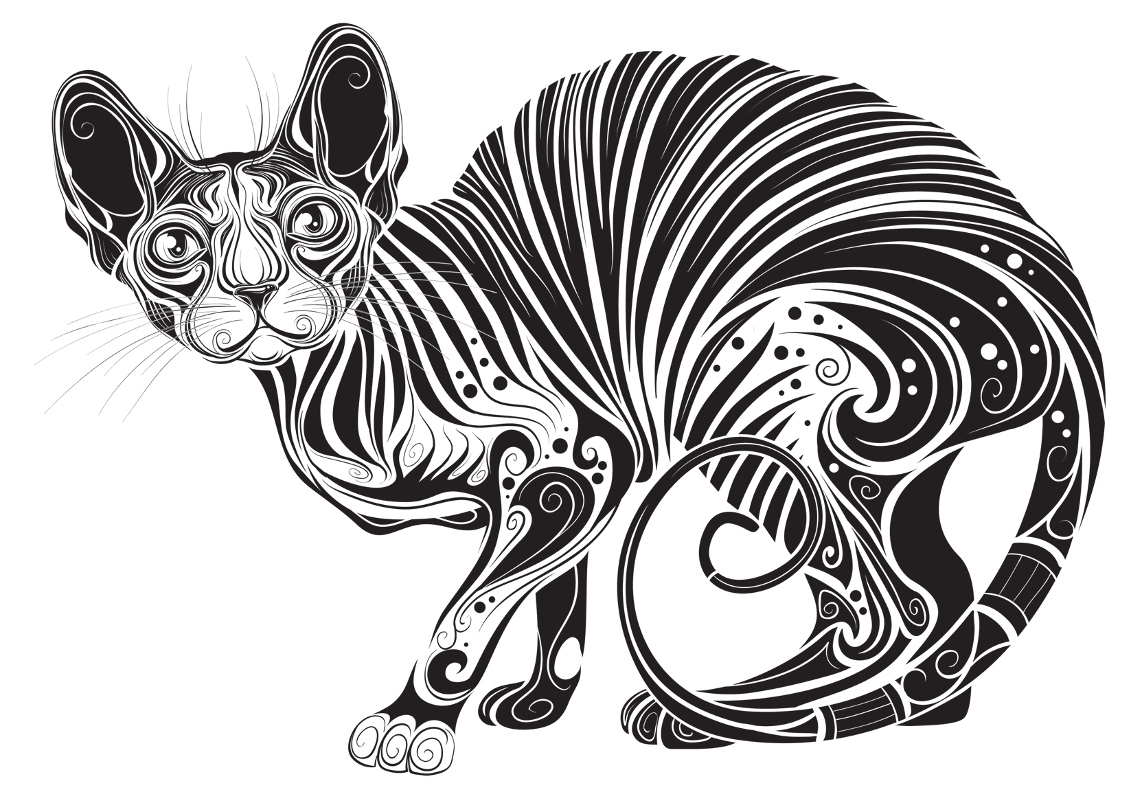 Животное графика рисунок. Зентангл сфинкс. Сфинкс кошка стилизация. Декоративные рисунки животных. Стилизация животных.