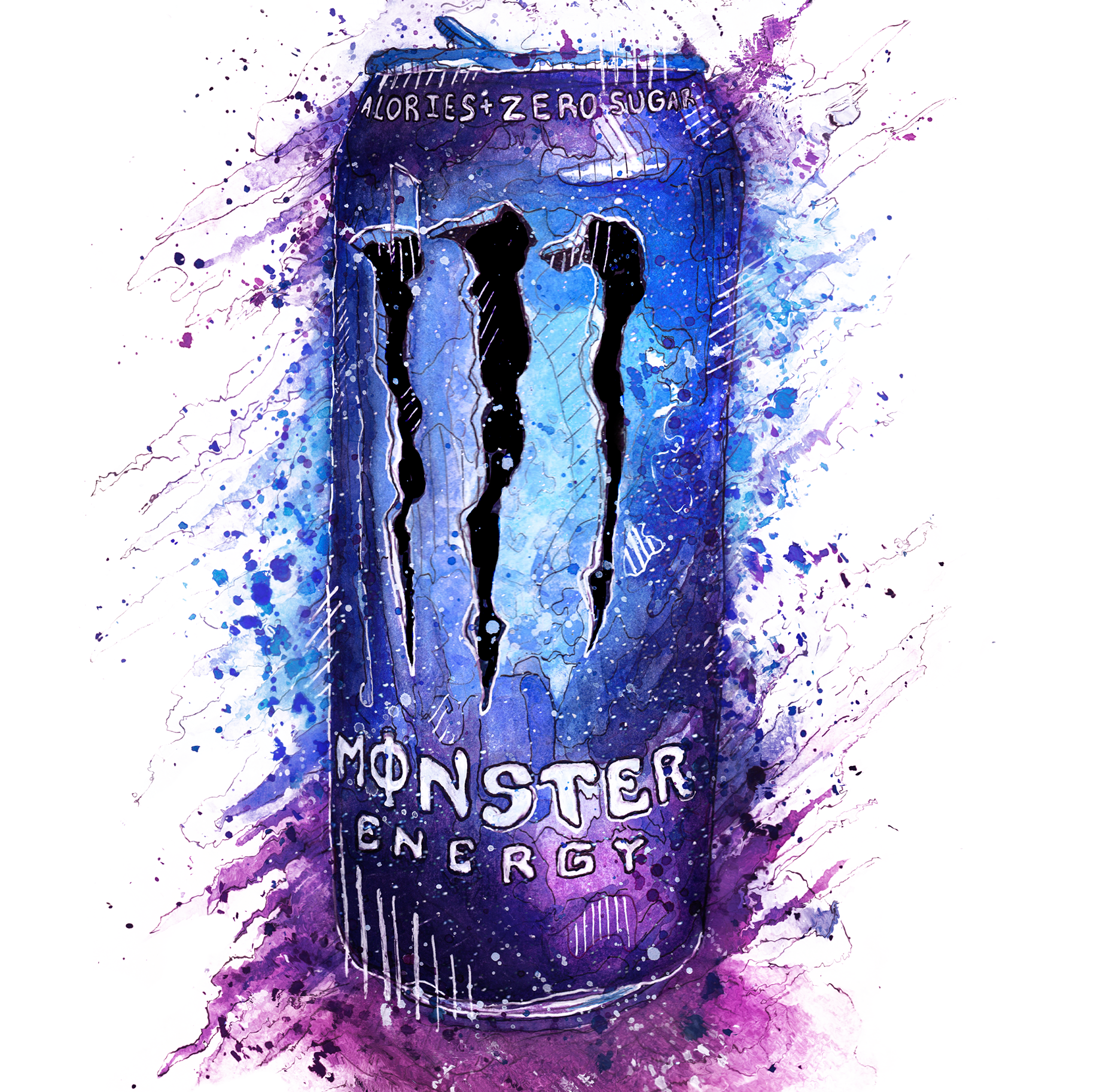 energy watercolor ink traditional splatter monster monster energy bryen des...
