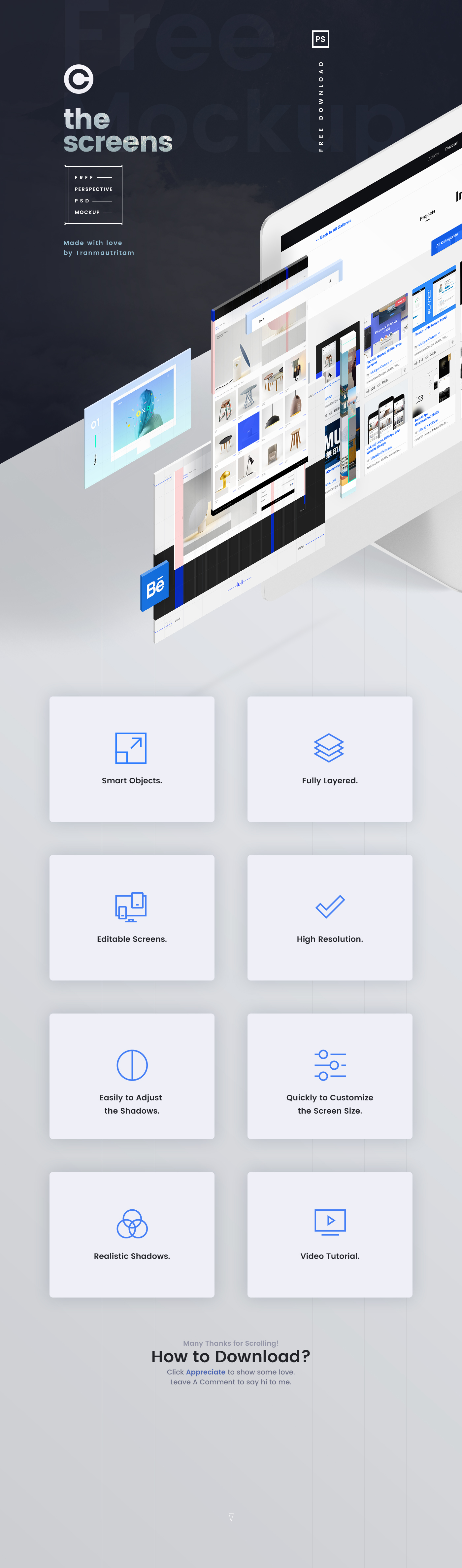 Download The Screens Free Perspective Psd Mockup Template On Behance PSD Mockup Templates