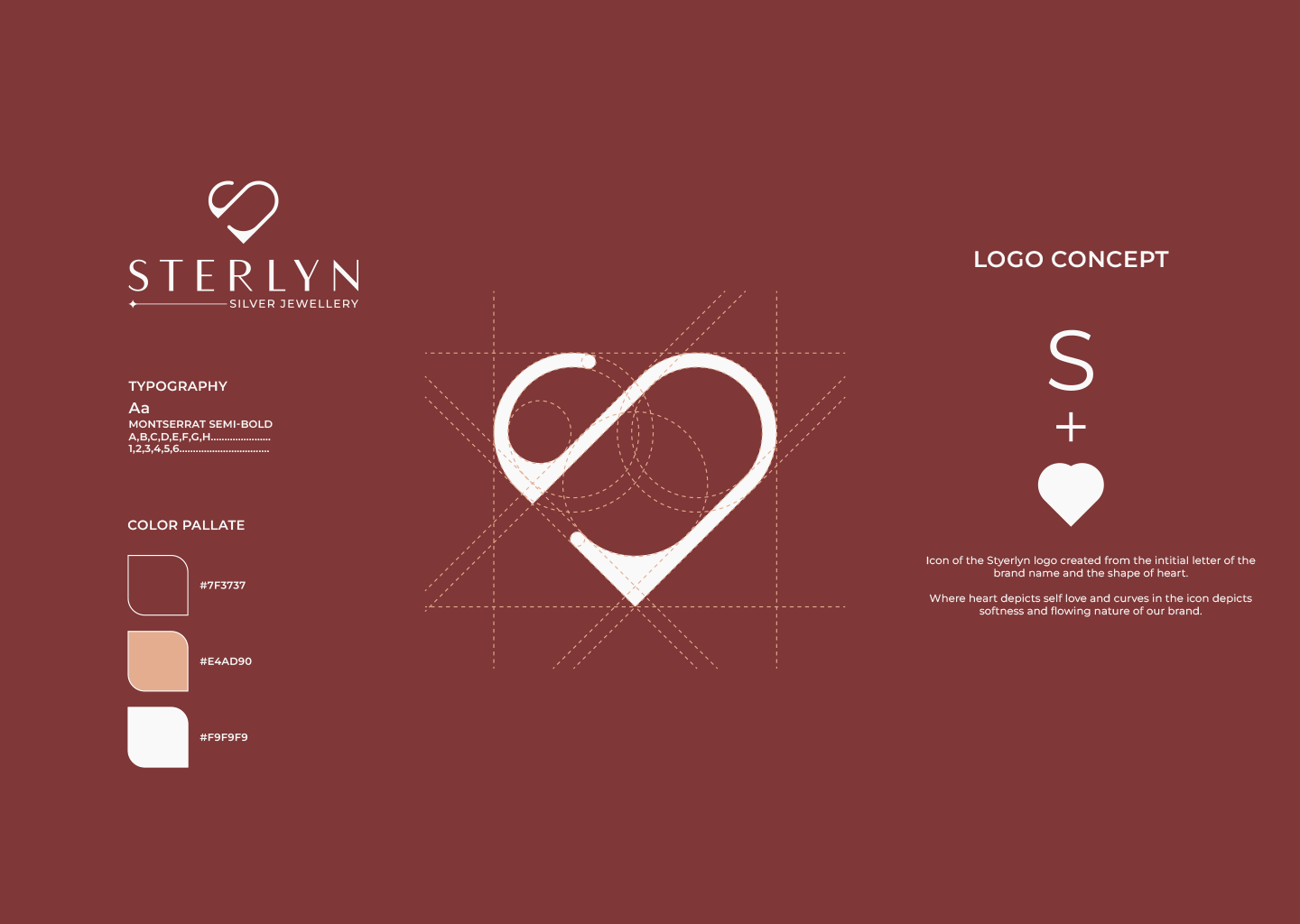 s letter and heart shape logo design idea concept