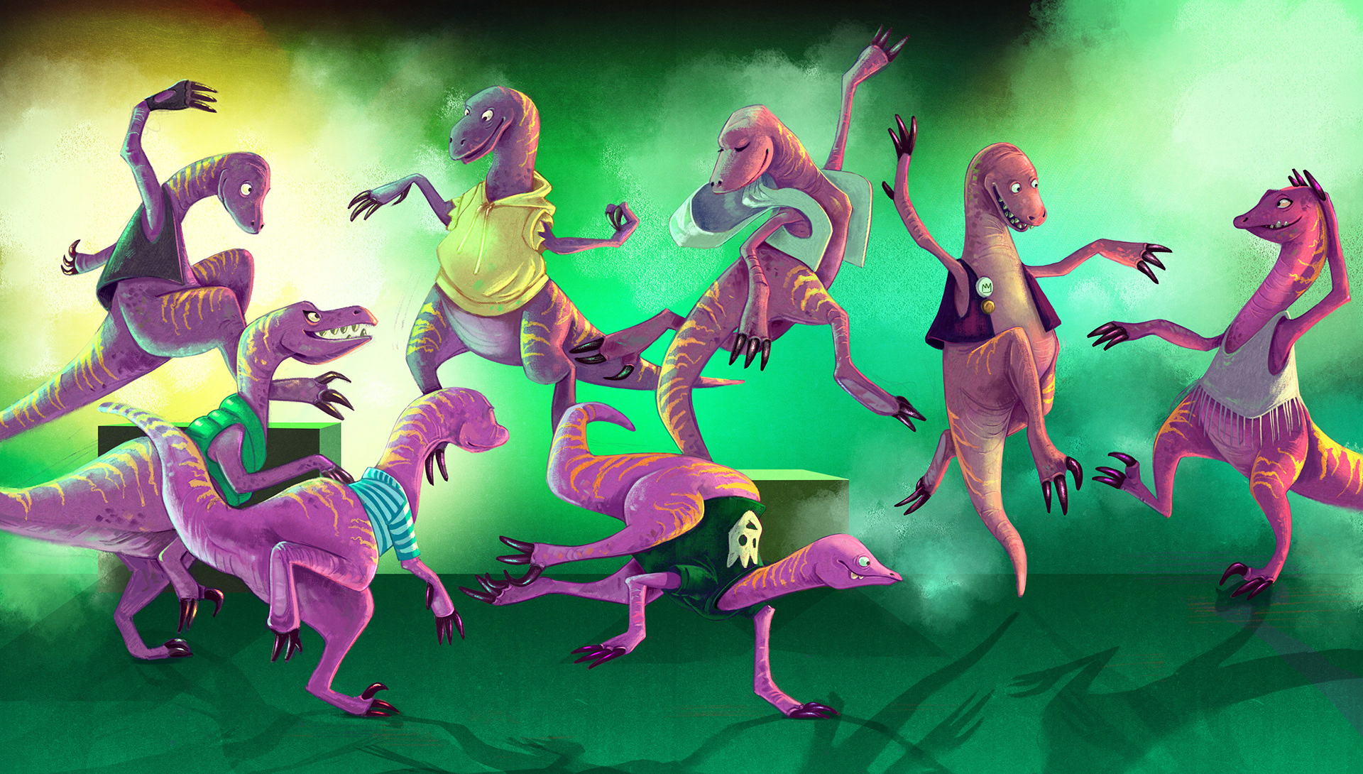 dinosaurs DANCE dancing ILLUSTRATION children's illustration Children&...