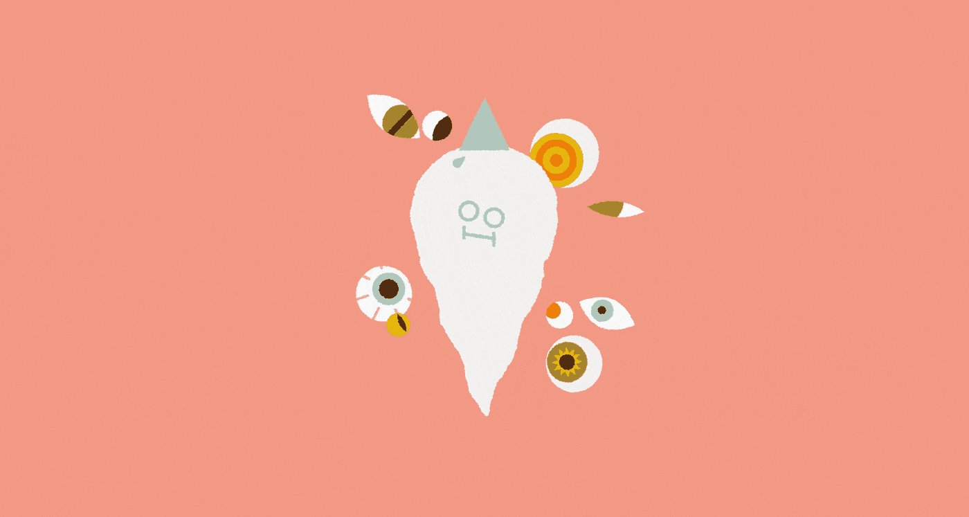 Worried little party ghost being watched. animated gif loop | Behance