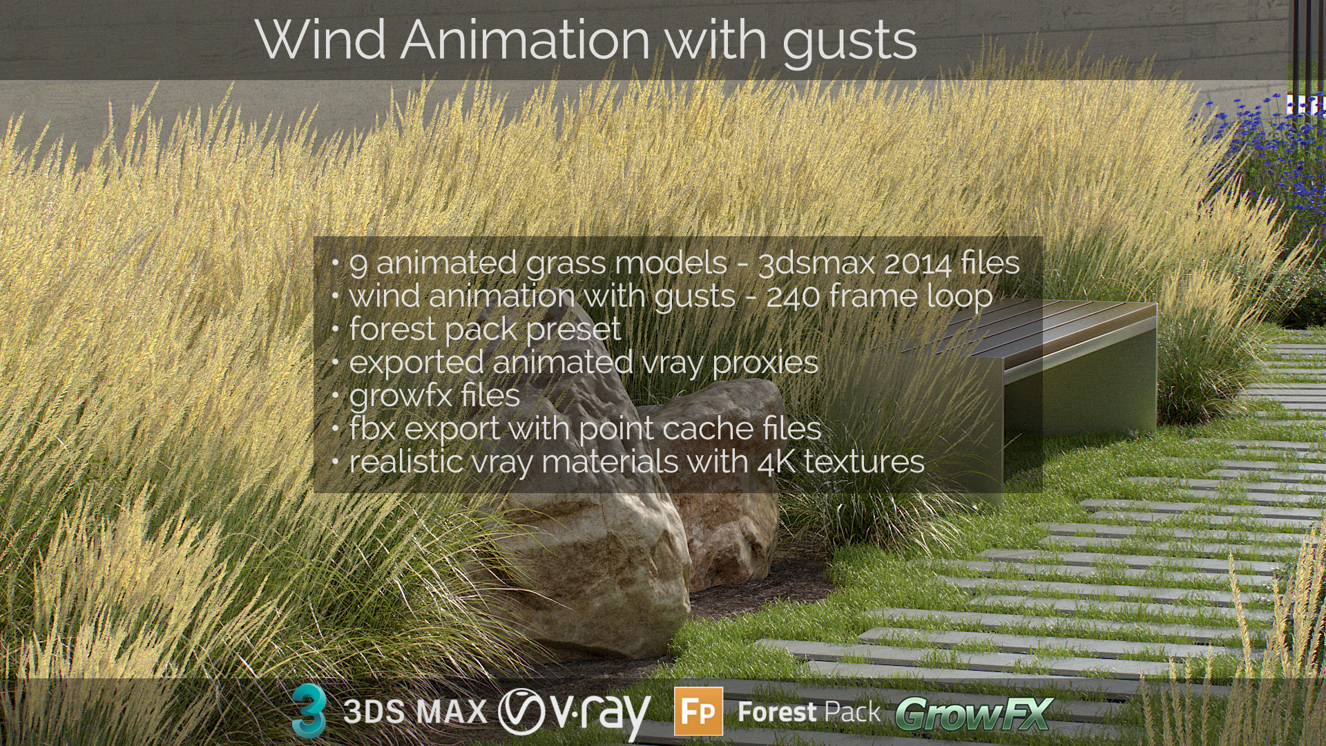 Wind Animation – Feather Reed Grass - 3ds Max, GrowFx on Behance