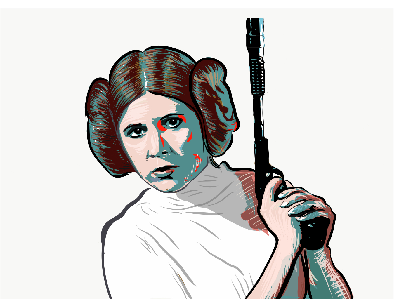 adobedraw star wars portrait vector fanart Carrie Fisher Princess Leia Make...