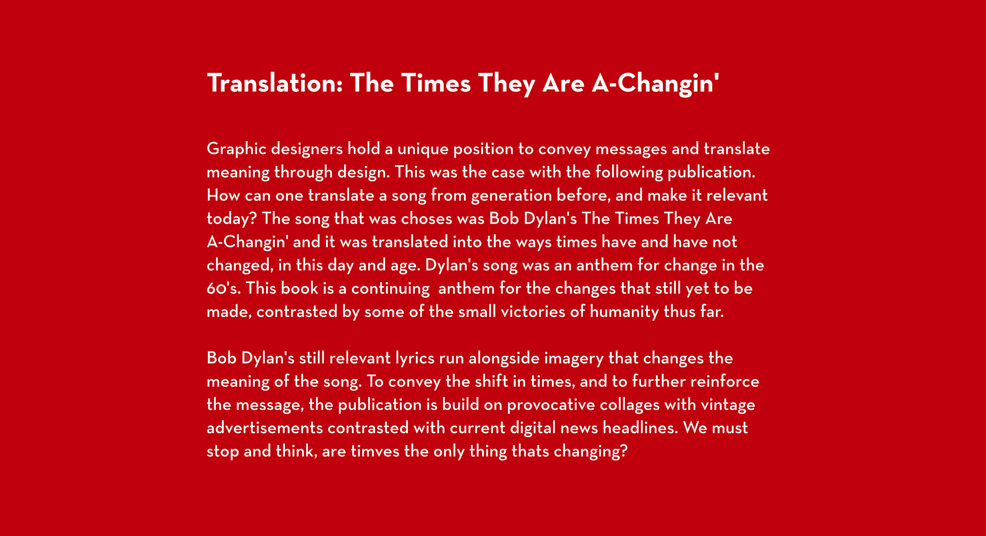 the times they are a changin essay