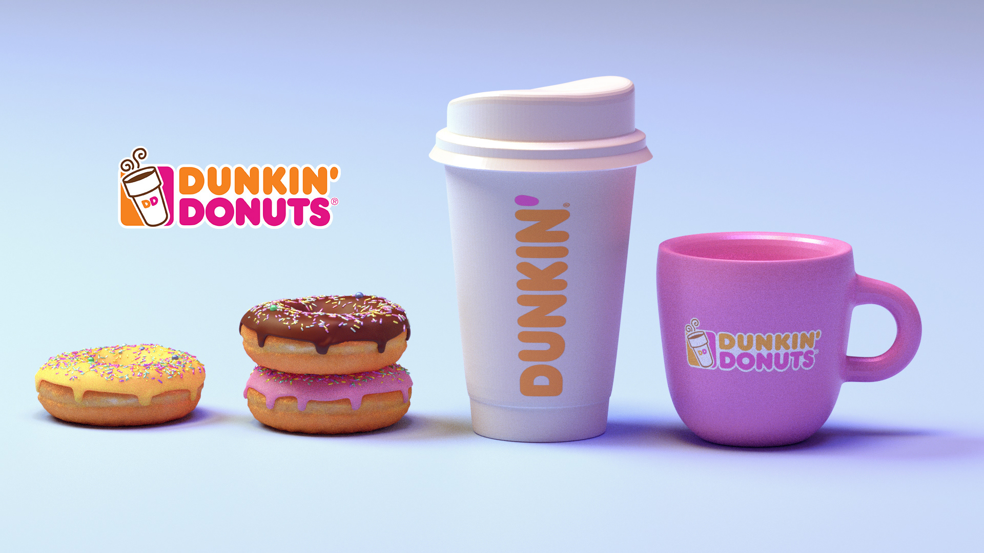 3D cup DiaBx donnuts Dunkin Donuts modeling rander shading.