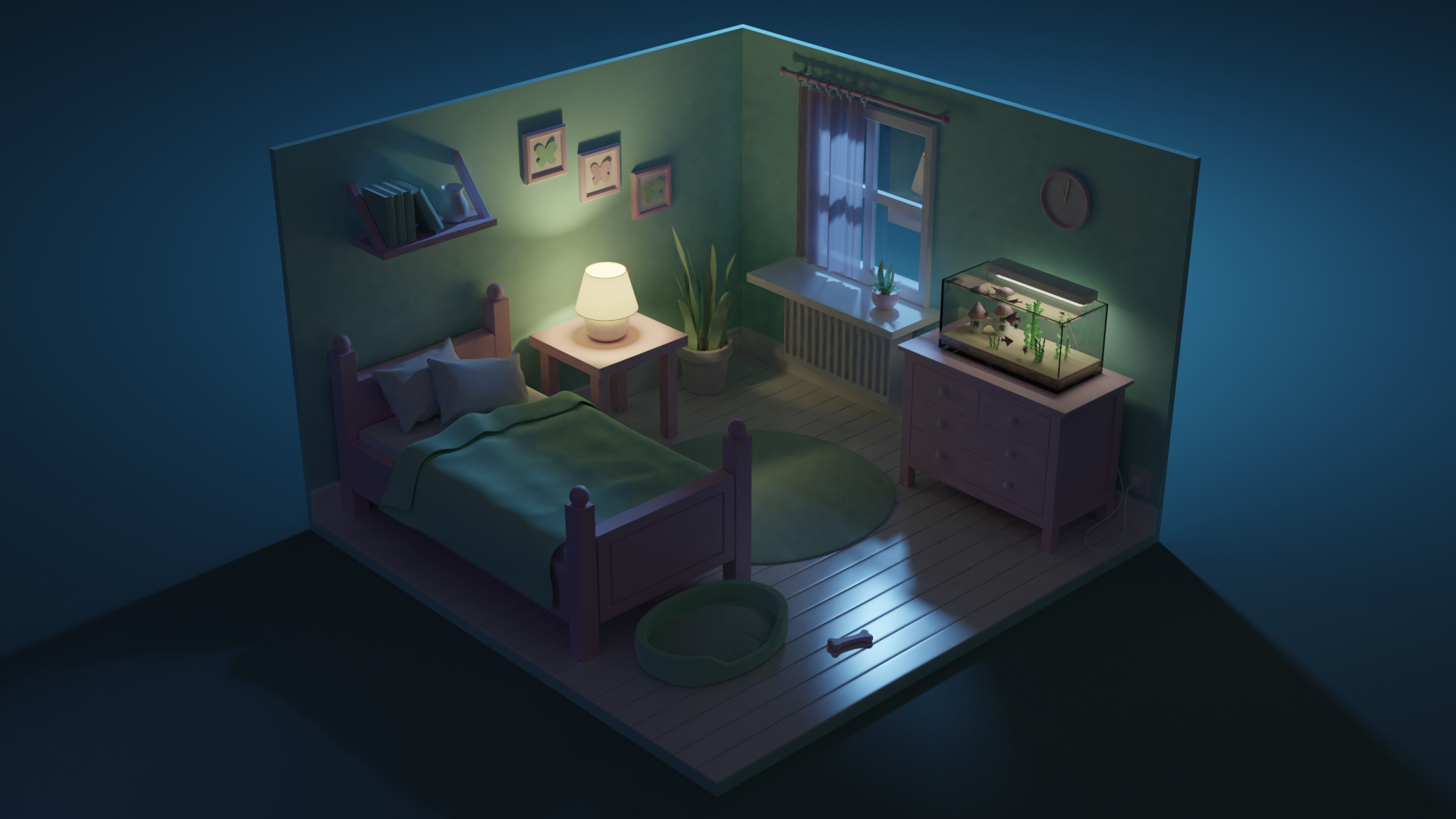 3 комнатка. Isometric 3d Room блендер. Blender 3d комната. Low Poly 3d интерьер. 3д комната.