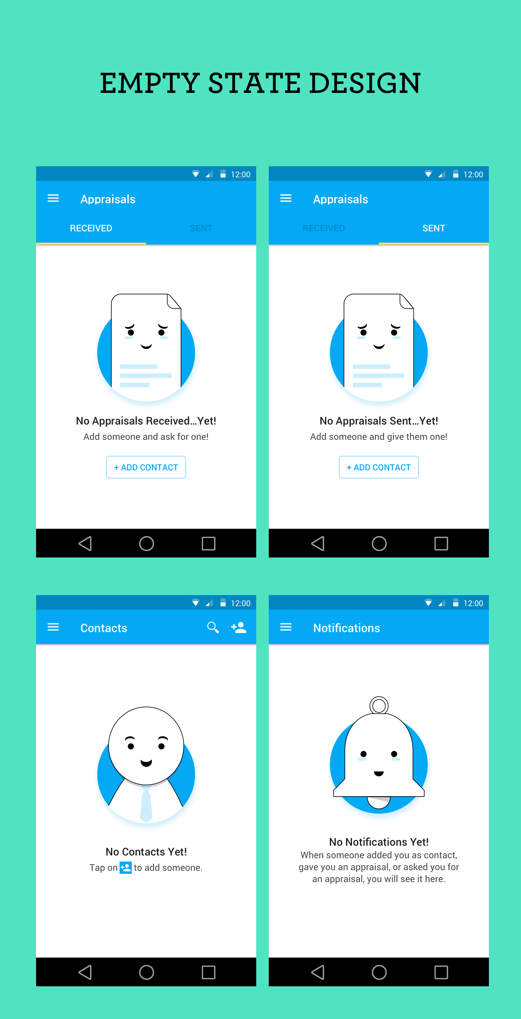 Empty State Design for Mobile App - Cartoon style on Behance