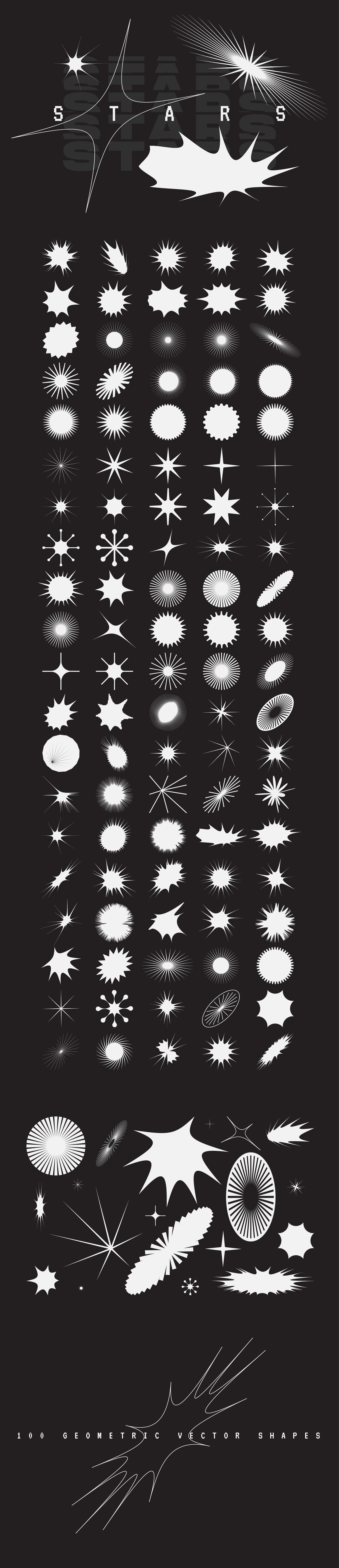 An analysis of the star-shaped element, many variations from usual shapes to distorted.