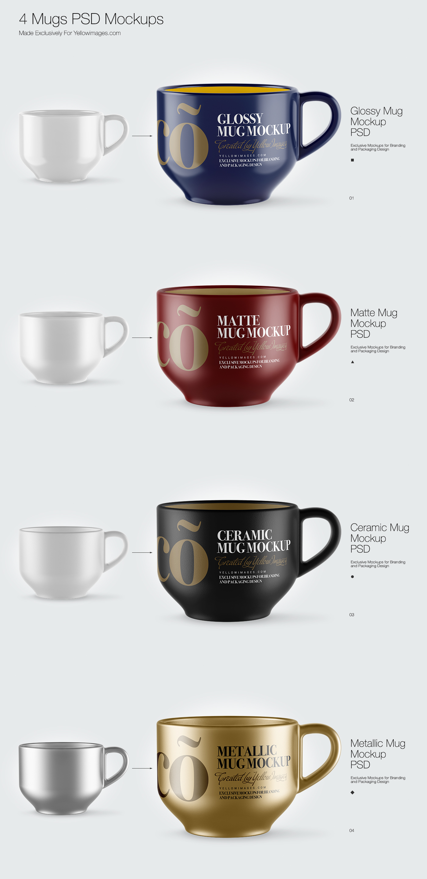 Download 4 Mugs Psd Mockups On Behance Yellowimages Mockups