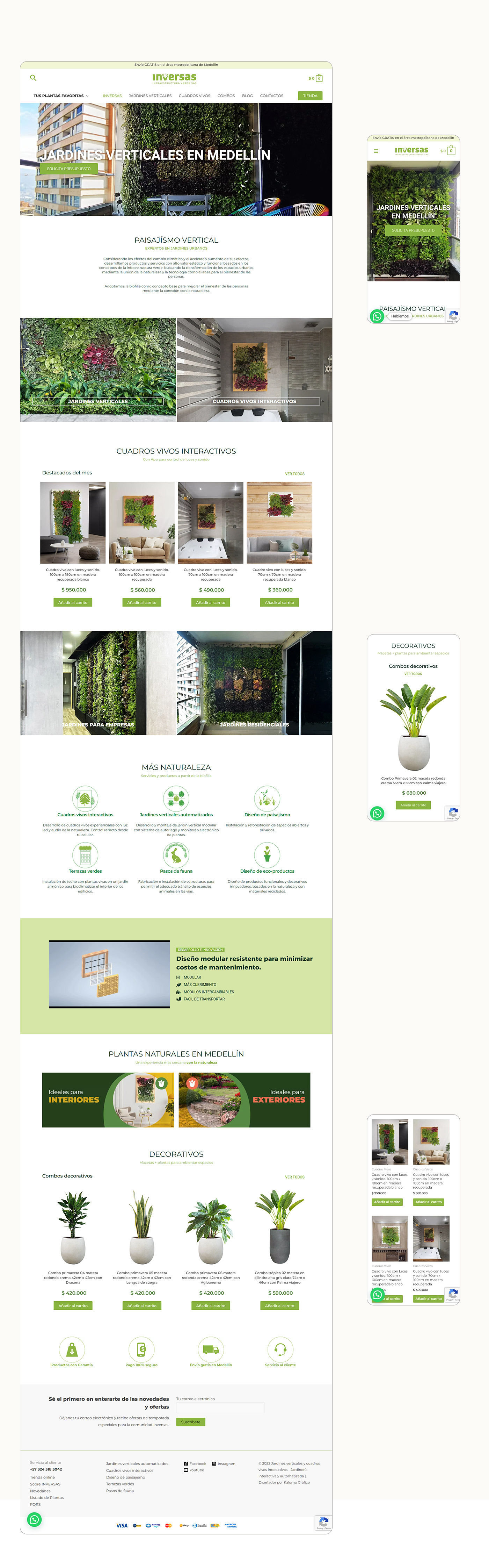 diseño y montaje de página web para empresa de jardinería vertical