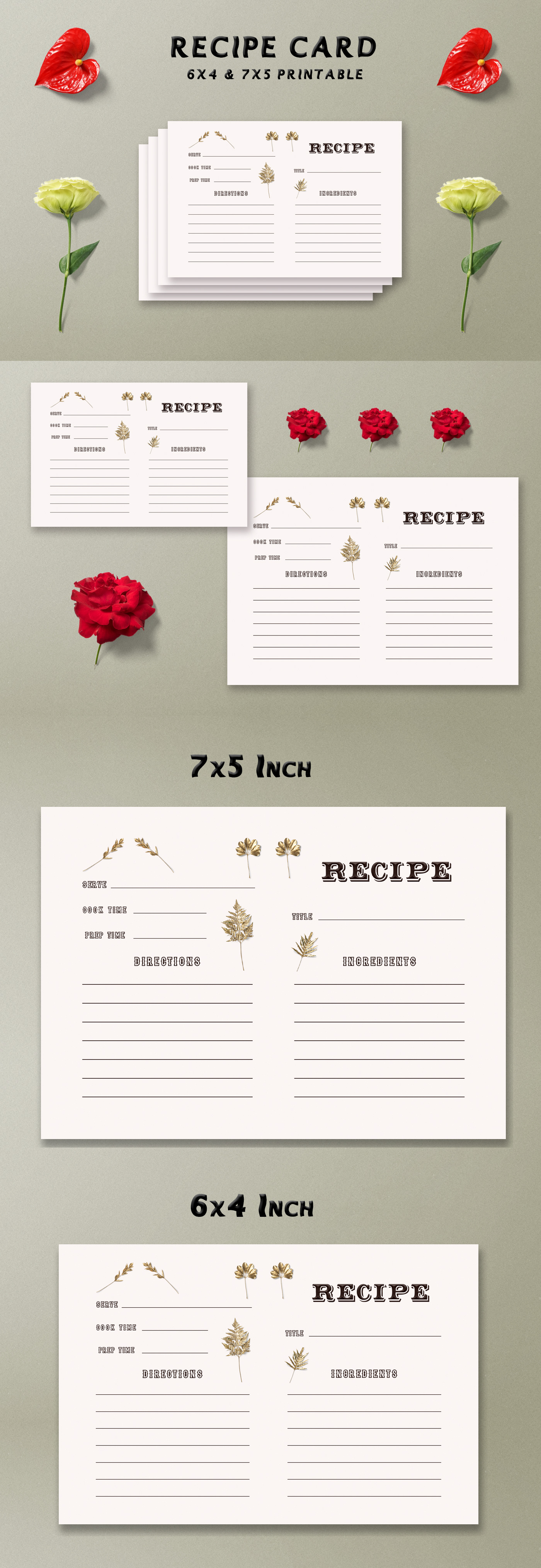 Free Golden Floral Recipe Card Template on Behance Intended For Recipe Card Design Template