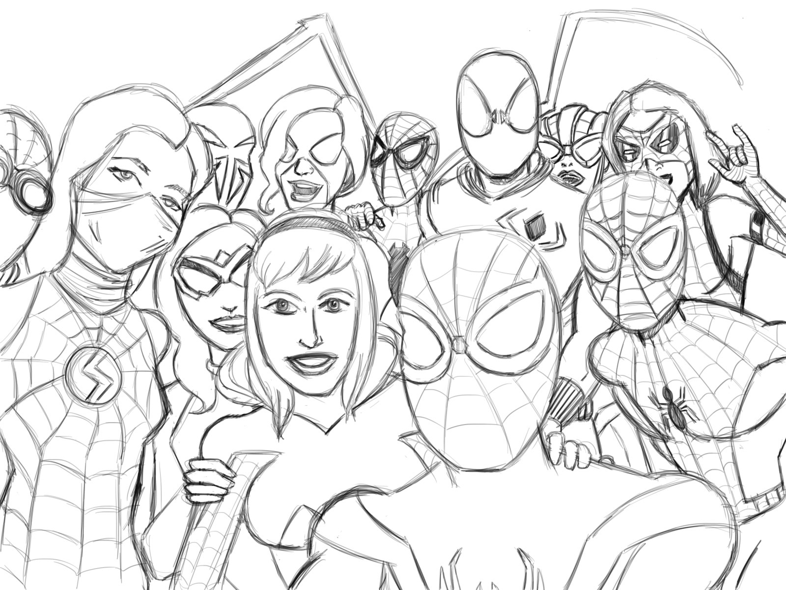 spider-man Spider-verse marvel comics we love fine spider-woman selfie sket...