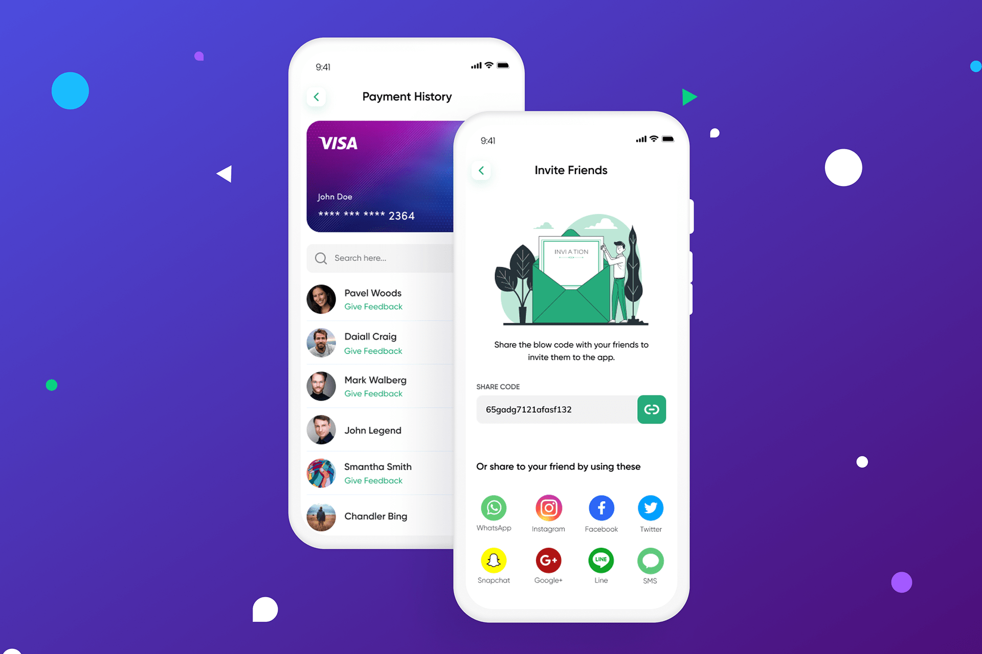Share pay. Mockup payment Screen.