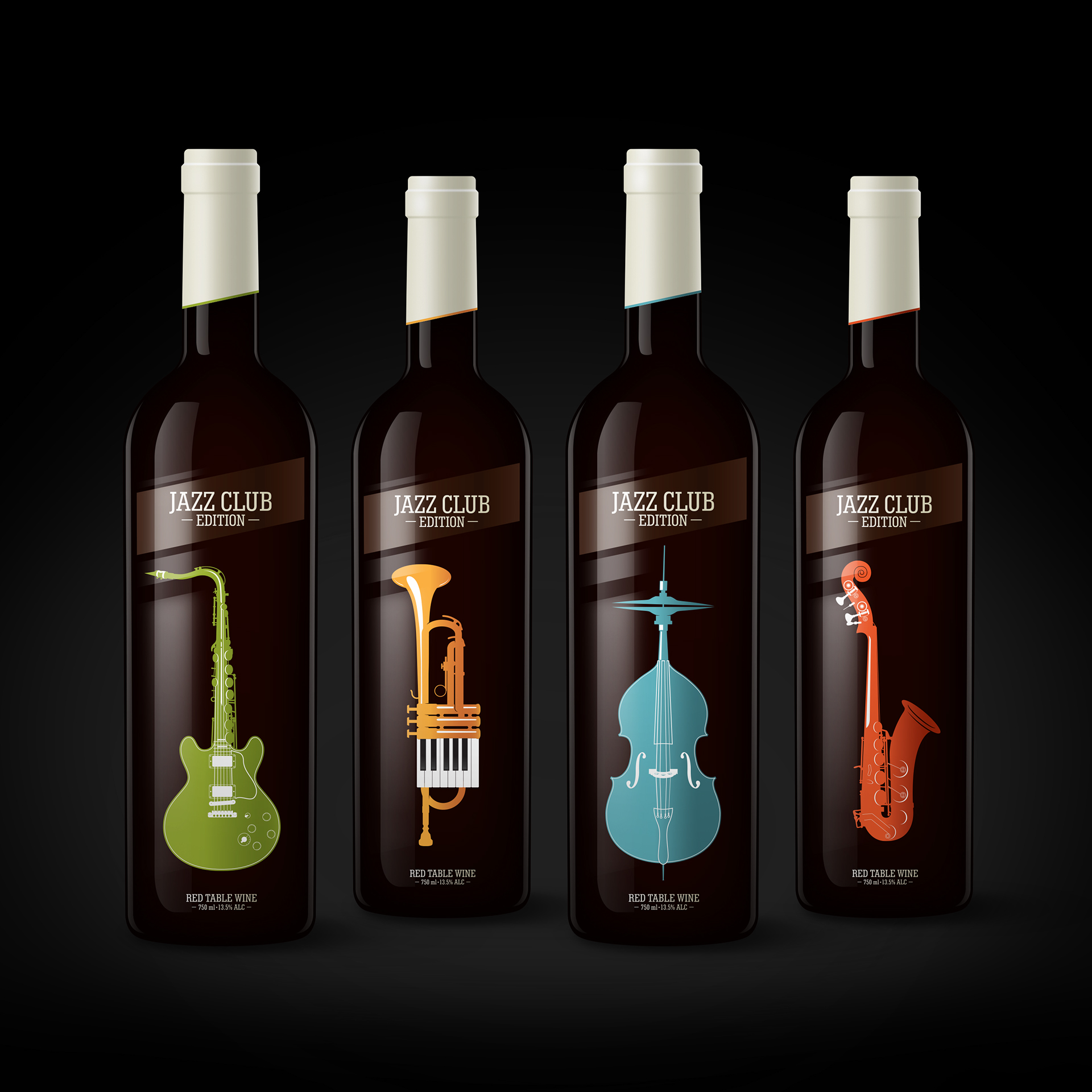 packaging design jazz wine bottle alcohol red wine.
