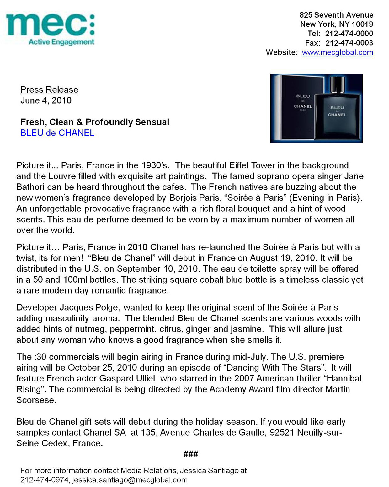 Chanel Press Release on Behance
