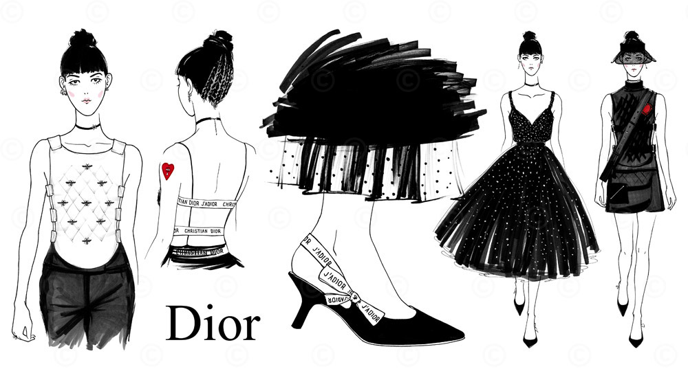 Maison Christian Dior  Sketching live event  Virginia Romo Illustration