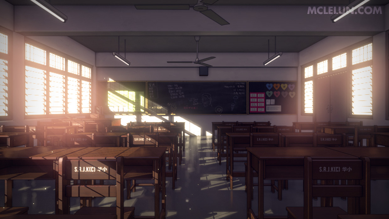anime classroom 3D Model in Ofis 3DExport-demhanvico.com.vn
