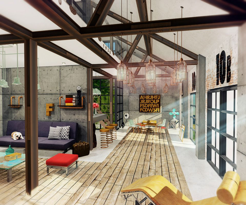 Industrial Loft Design With An Intriguing Color Palette