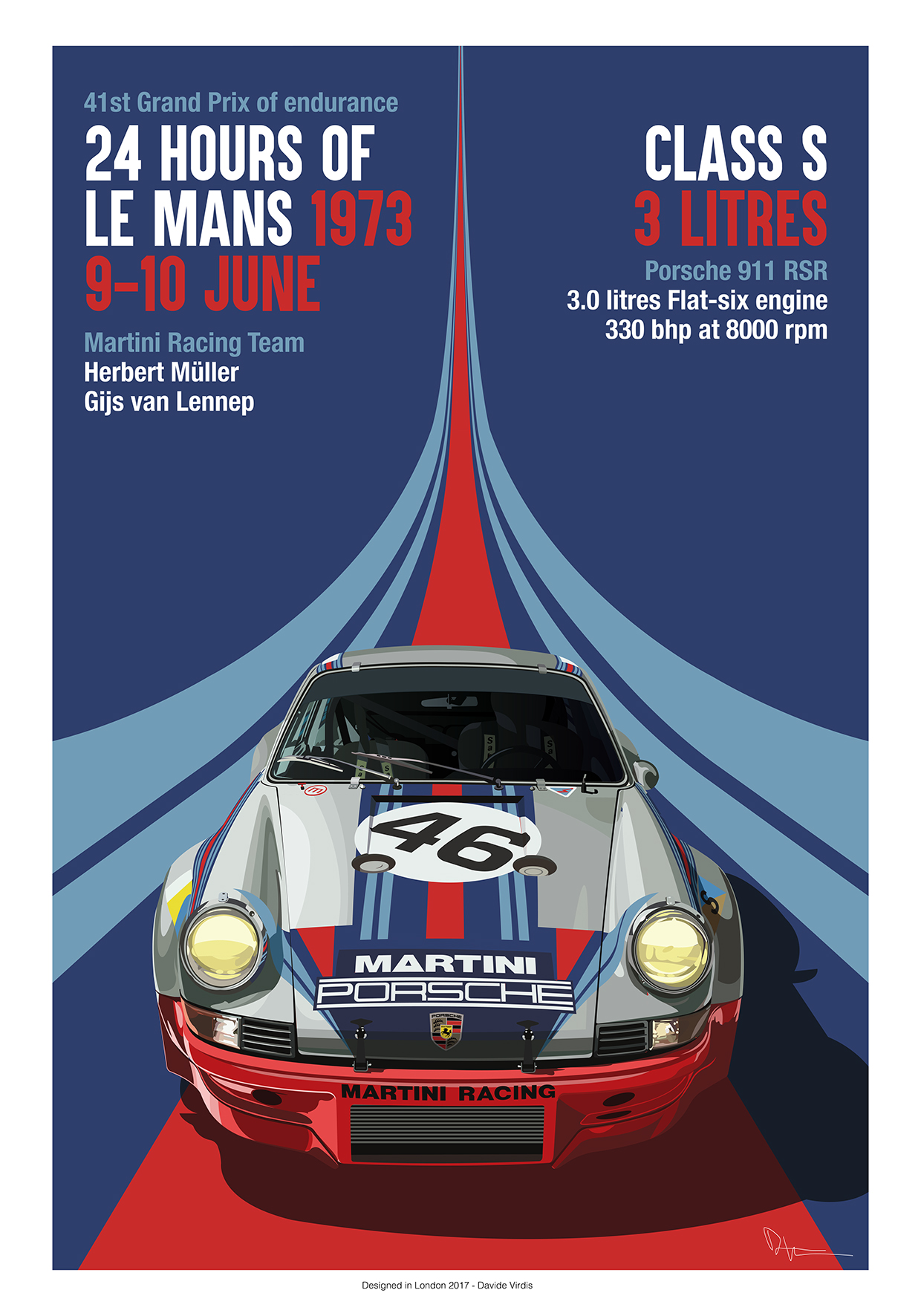 1960's Porsche Francorchamps 24 Hour Race Motor Racing Poster A3/A4 Print
