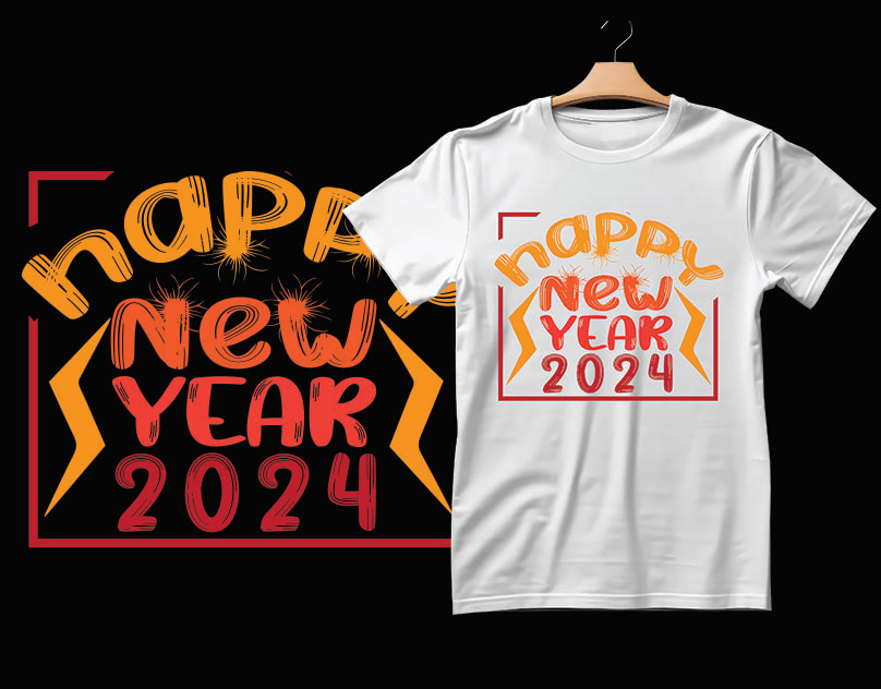 Happy New Year 2024 Typography T-shirt Design on Behance