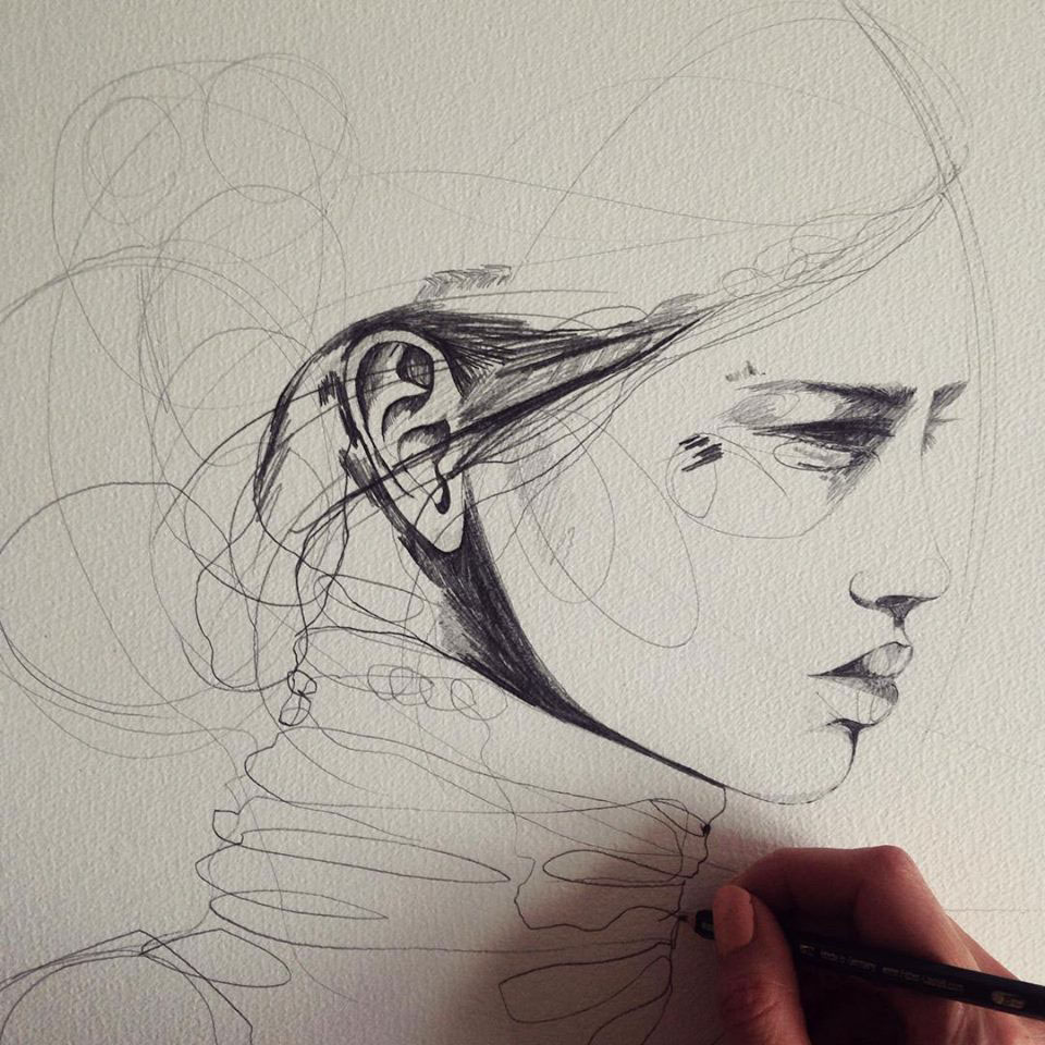 Day dream - pencil drawing. Female portrait Pencil drawing by Natalya  Burgos | Artfinder