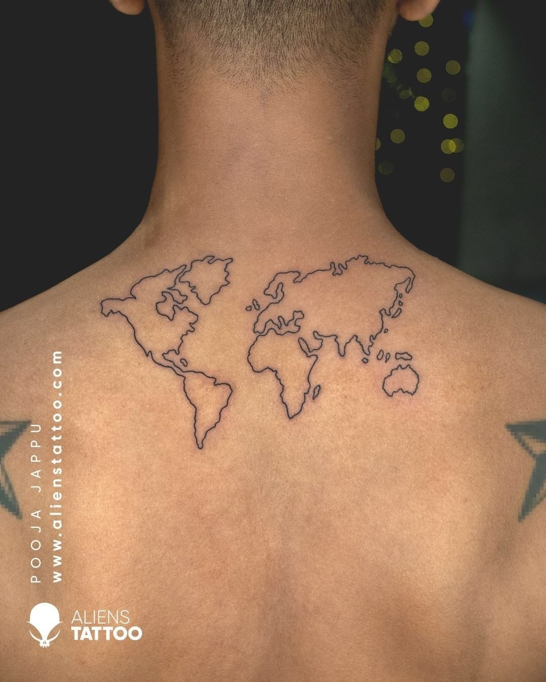 World Map Tattoo Temporary Tattoo  Set of 3  Tatteco