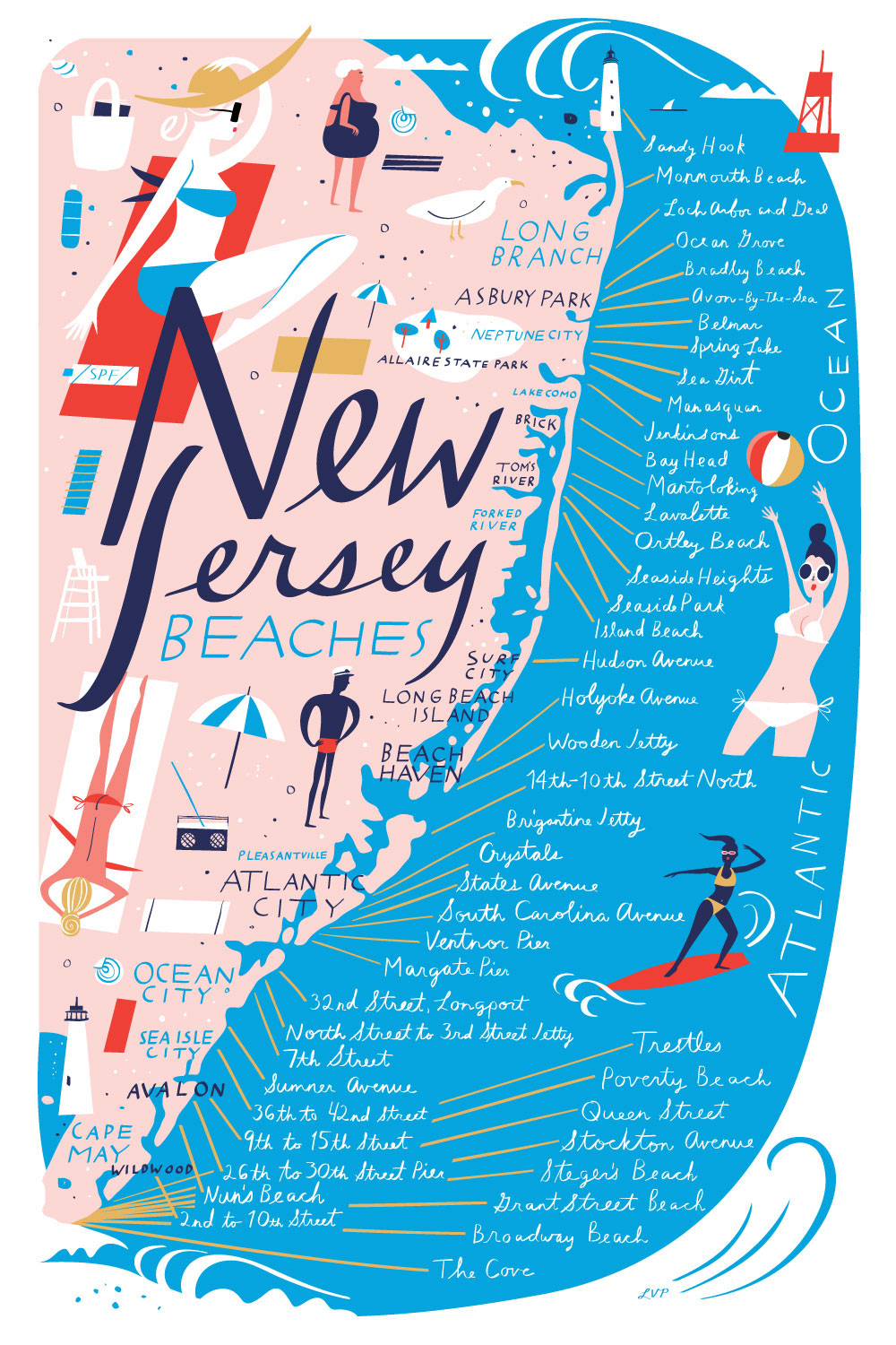 New Jersey Beach Map on Behance