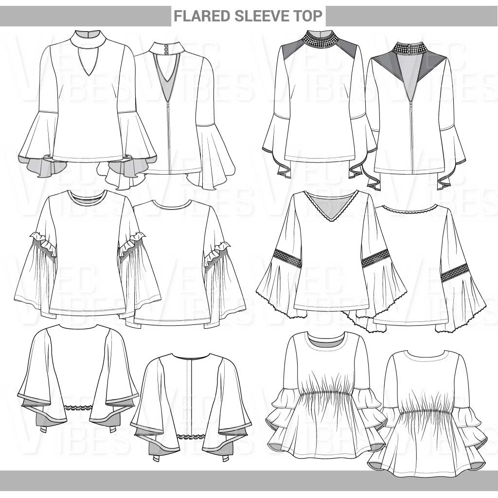 Premium Vector  Butterfly sleeve top illustration desig flat drawing  fashion flat sketches