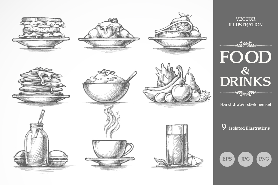 homemade food sketch selection culinary dishes new - Stock Illustration  [63357121] - PIXTA