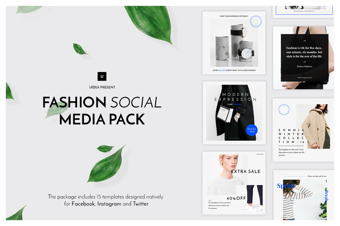 Media package. Social Media Design Pack. Fashion social Media poster. Fashion social Media Post. Pack format.