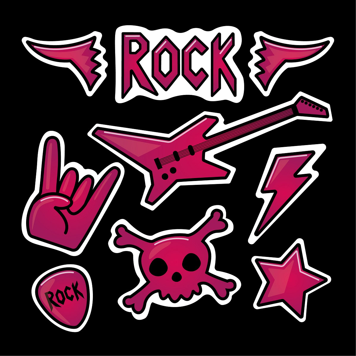 Let's Rock - sticker pack. :: Behance