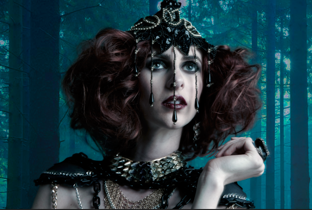 Marchesa Luisa Casati FIDM styling project woods highfashion spikes Necklace shoulder piece jewelery editorial fashion shoot