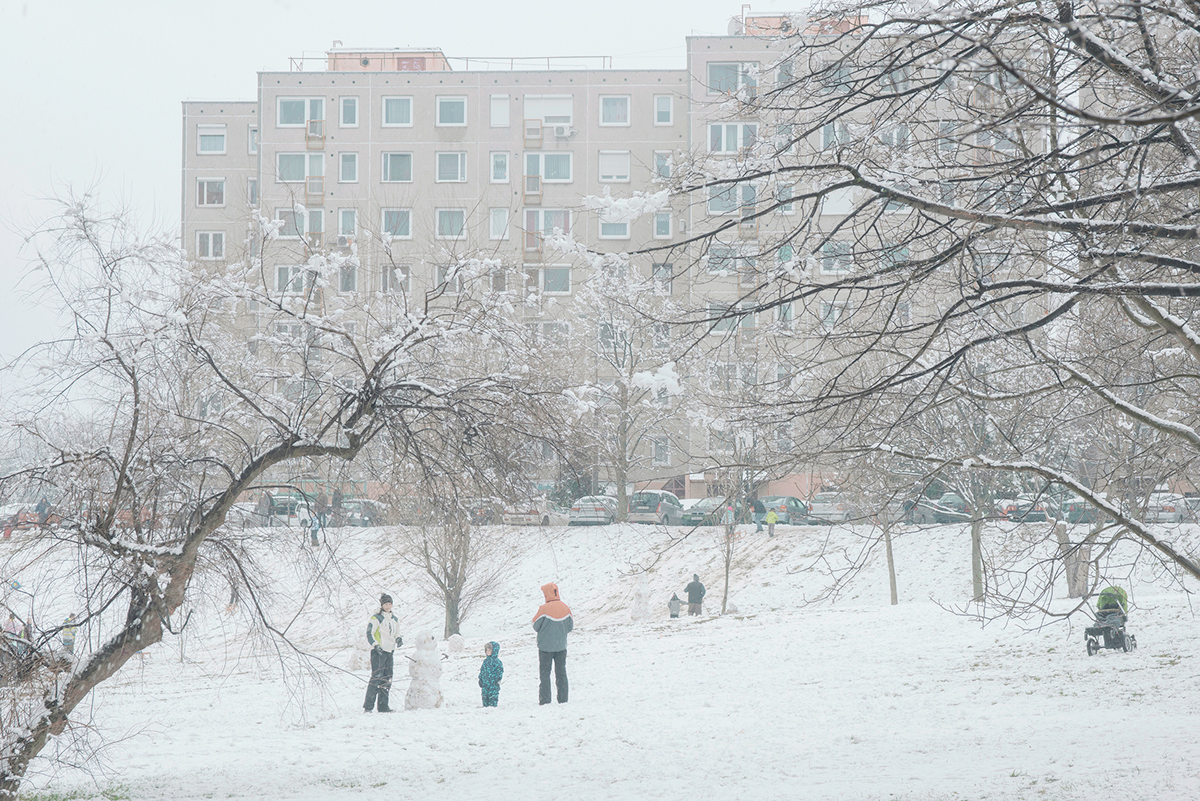 urban landscape architecture contemporary photography eastern europe Block of flats winter hungary snow Minimalism pastel colour