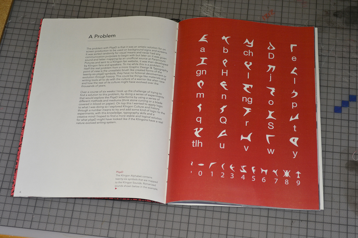 type  typeface  design journal book explore exploration experiment graphics Klingon Star Trek science fiction